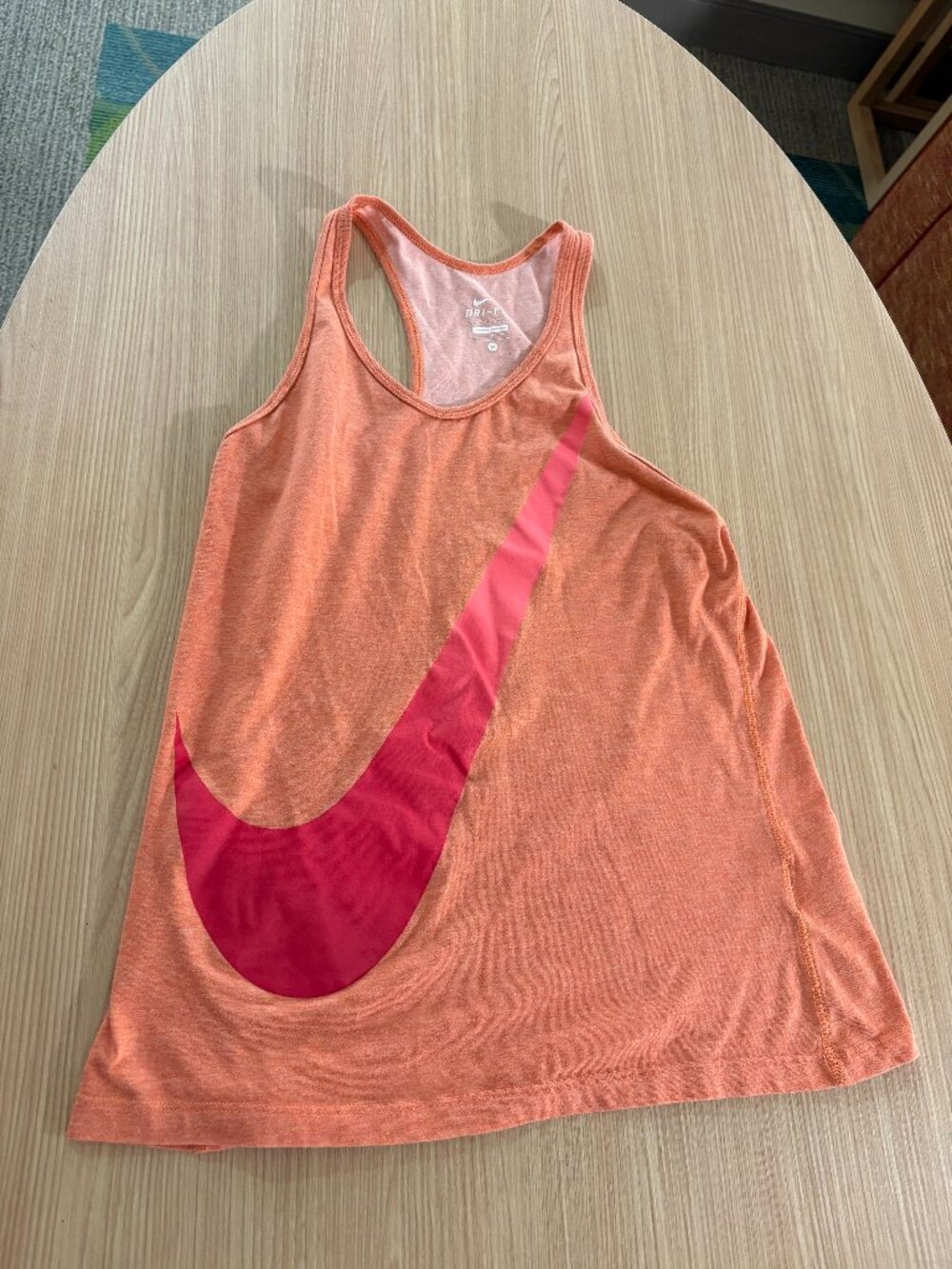 Nike Athletic Tank Top Medium Coral Pink Sleeveless Swoosh Graphic DriFit Cotton